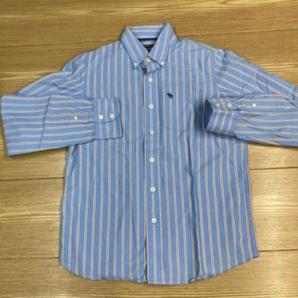 Abercrombie Dress Shirt Youth Boys Size L Striped Long Sleeve Casual Button Up - Picture 2 of 14